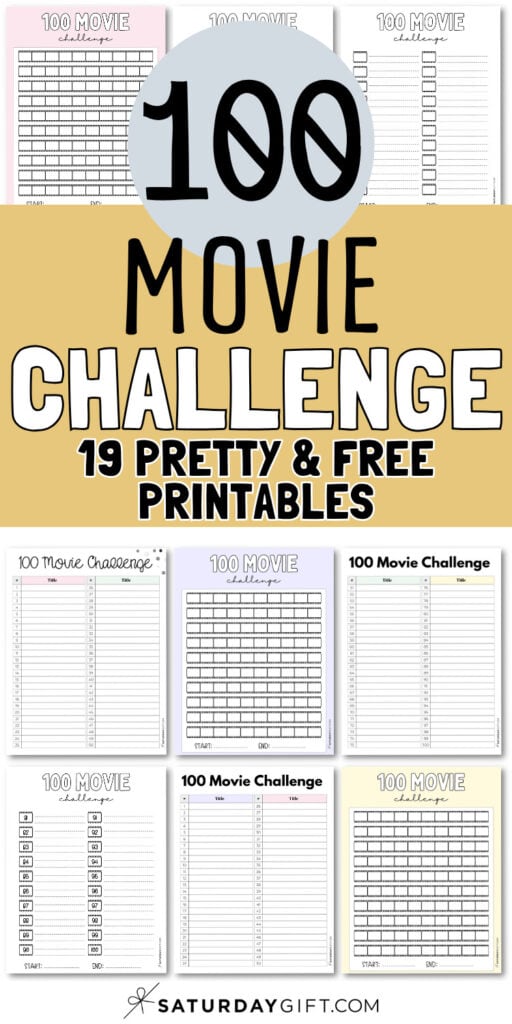100 Movie Challenge Pretty & Free Printables | SaturdayGift