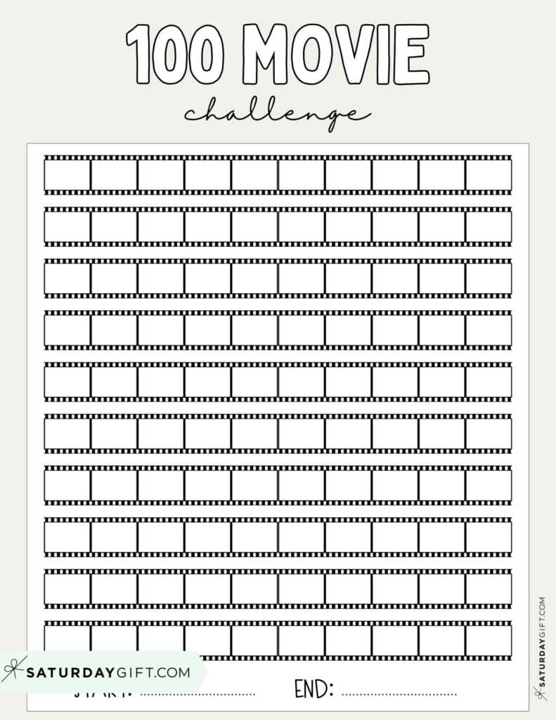 100 Movie Challenge Template Free Printable Beige