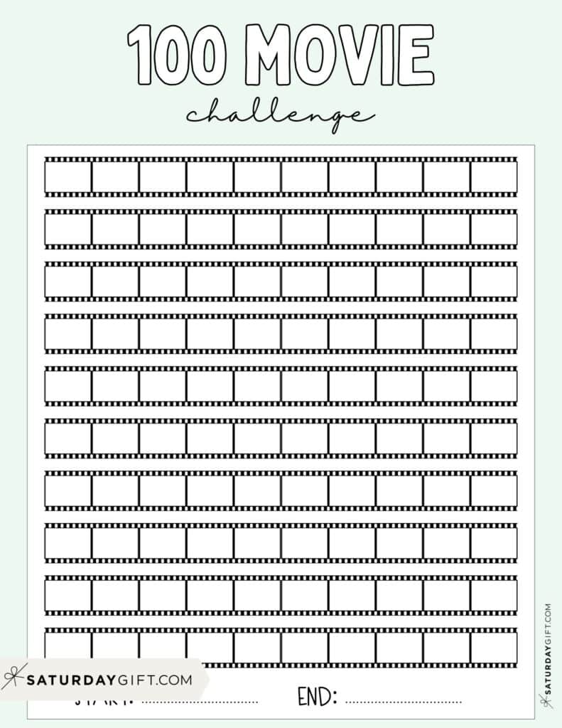 100 Movie Challenge Template Free Printable Green