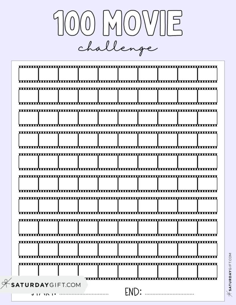 100 Movie Challenge Template Free Printable Lilac