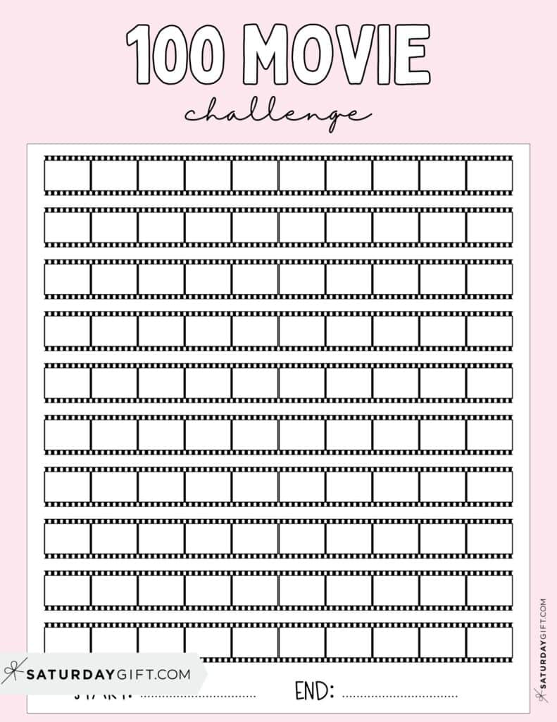 100 Movie Challenge Template Free Printable Pink
