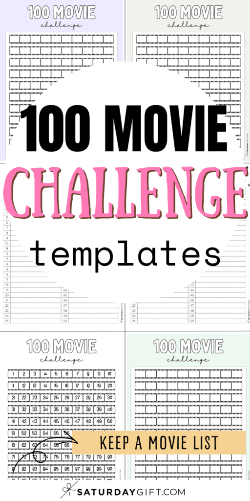 100 Movie Challenge Templates - Keep a Movie List | SaturdayGift
