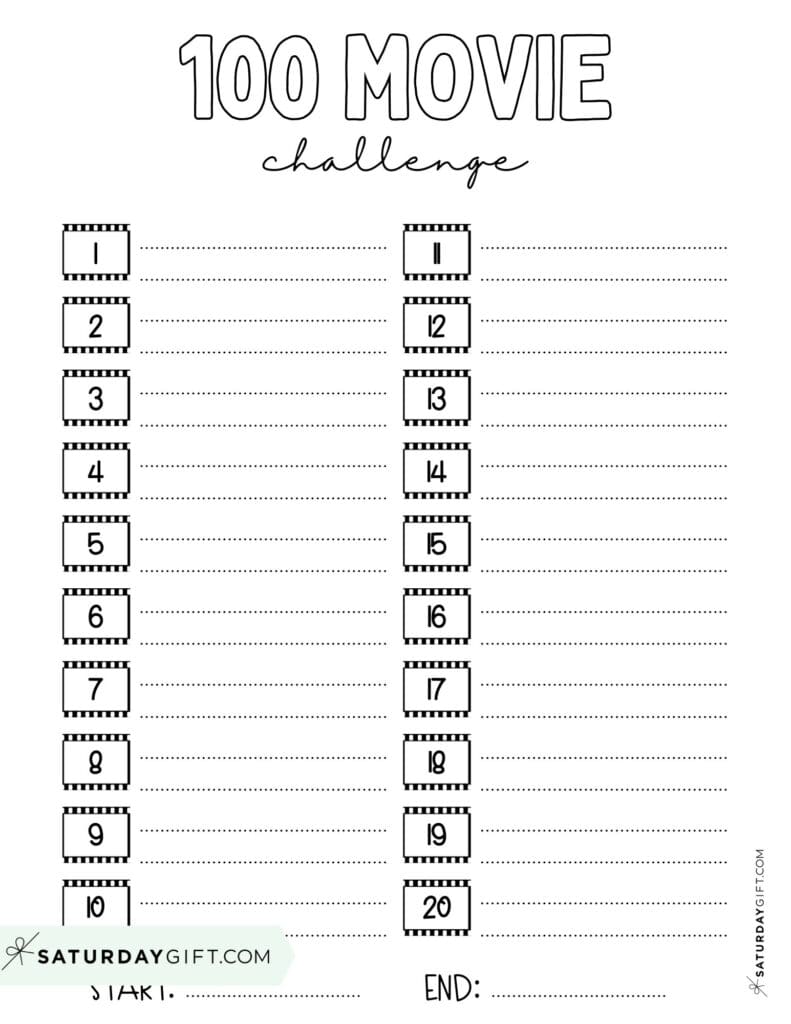 100 Movie Watching Journal Printable - Page 1