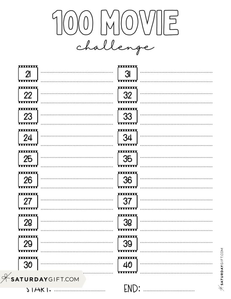 100 Movie Watching Journal Printable - Page 2