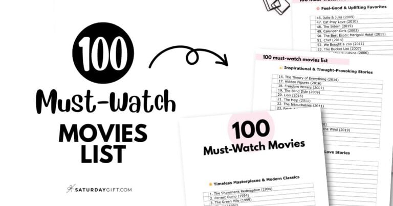 100 Movies List PDF - Top Movies of All Time | SaturdayGift