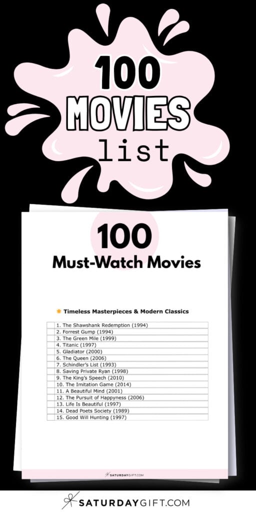 100 Movies List | SaturdayGift