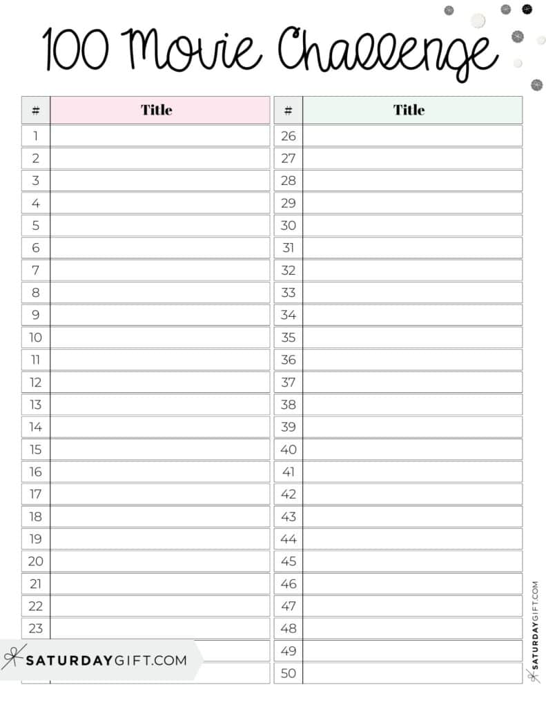 100 Movies List Template - Page 1