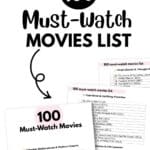 100 Movies to Watch Printable List | SaturdayGift