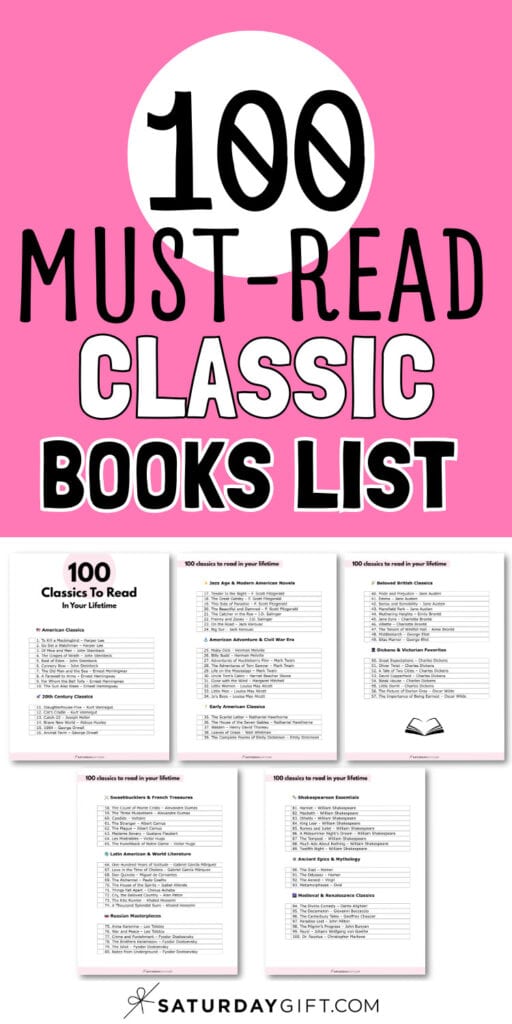 100 Must-Read Classic Book List | SaturdayGift