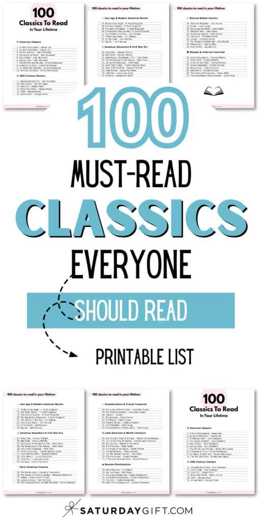 100 Must-Read Classics Everyone Should Read | SaturdayGift