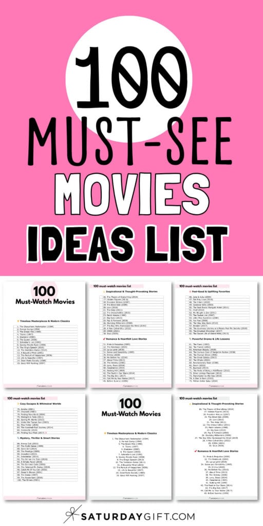 100 Must-See Movies Ideas List | SaturdayGift