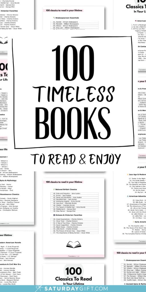 100 Timeless Books to Read and Enjoy | SaturdayGift