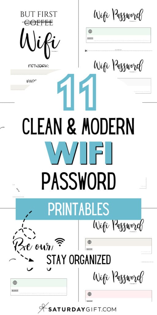 11 Clean and Modern Wifi Password Printables | SaturdayGift