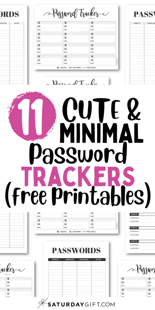 11 Cute and Minimal Password Trackers | SaturdayGift