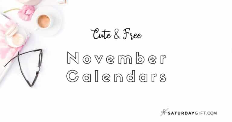 Cute (&amp; Free!) Printable November 2021 Calendar | SaturdayGift