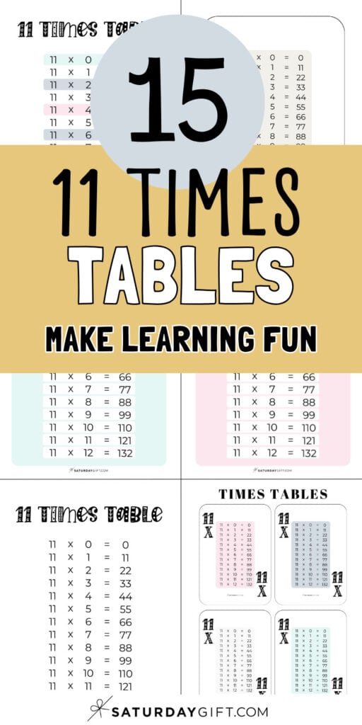 11 Times Tables - Make Learning Fun | SaturdayGift