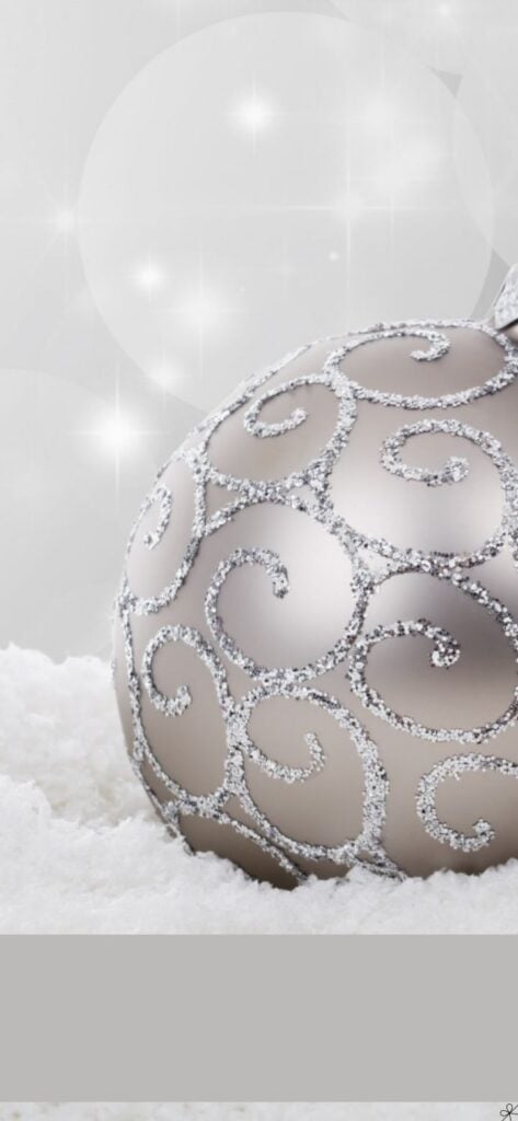 Beautiful Silver and White Christmas Ball Wallpaper for phone