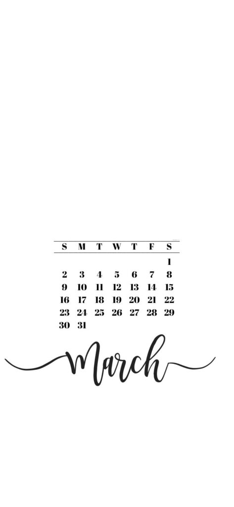 11. Minimal SaturdayGift 2025 March Calendar Wallpaper