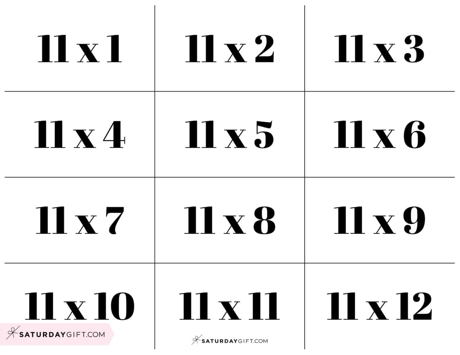 Free Printable Multiplication Flash Cards SaturdayGift
