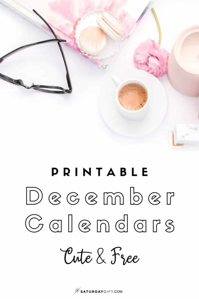 Cute (& Free!) Printable December 2020 Calendar | SaturdayGift