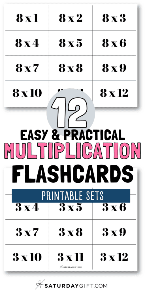 12 Easy & Practical Multiplication Flashcards - Printable Sets | SaturdayGift