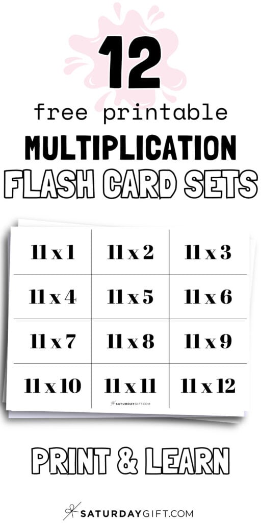 12 Free Printable Multiplication Flash Card Sets - Print & Learn | SaturdayGift