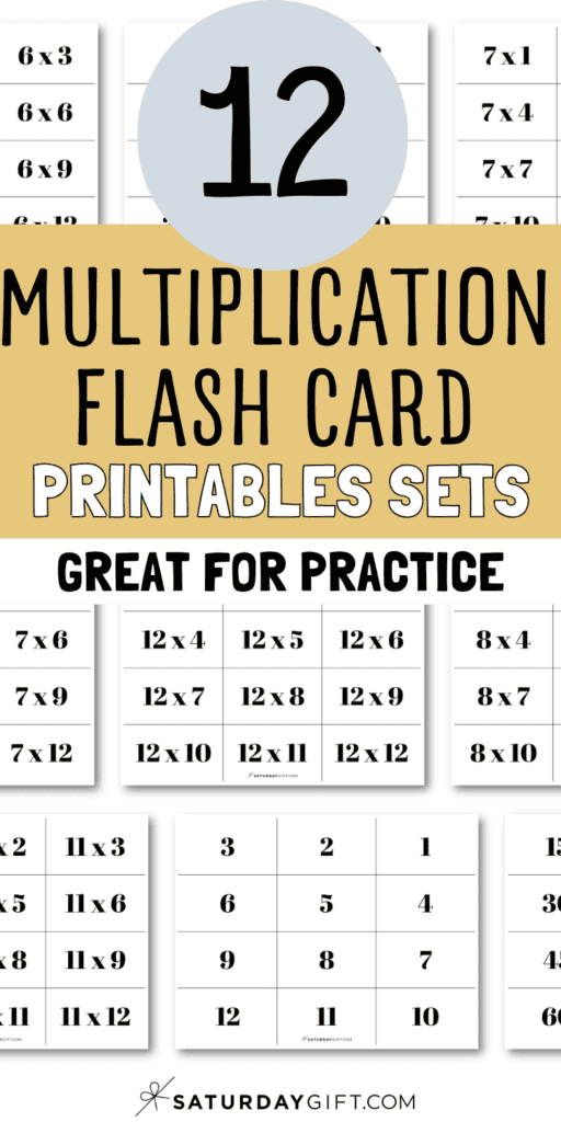 12 Multiplication Flash Card Printables Sets - Great for Practice | SaturdayGift