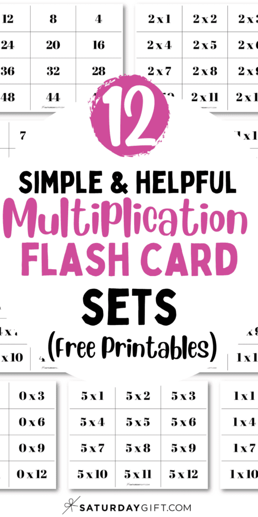 12 Simple & Helpful Multiplication Flash Card Sets - Free Printables | SaturdayGift