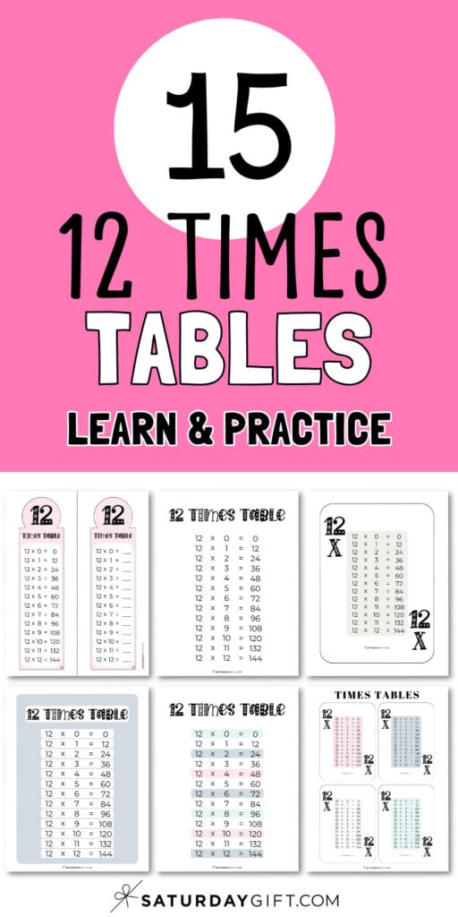 12 Times Tables - Learn & Practice | SaturdayGift