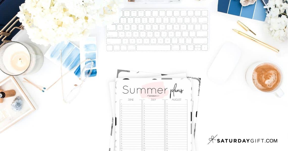 cute minimal summer planner for june july august