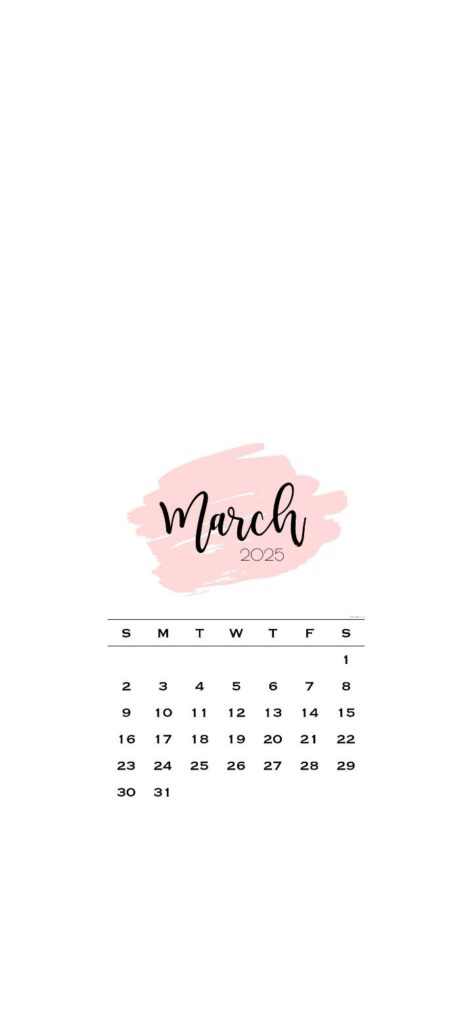 12. Pink Brush SaturdayGift March 2025 Calendar Wallpaper