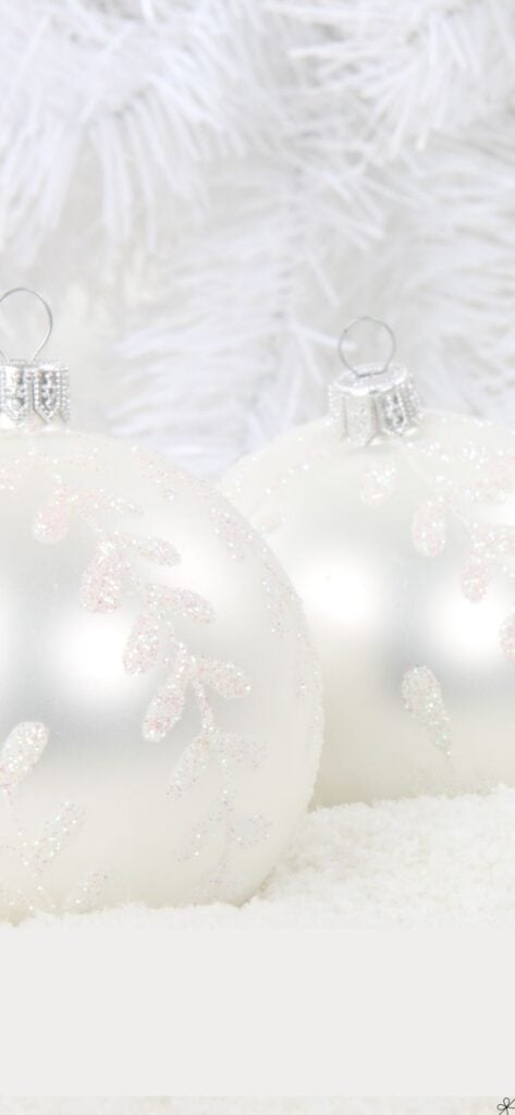 Aesthetic White Christmas Ball iPhone Wallpaper