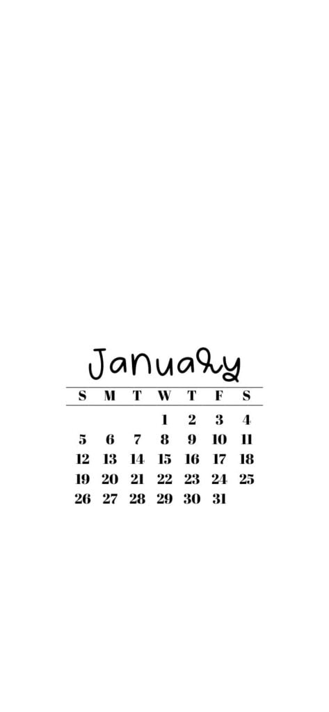 13. Cute Minimalist SaturdayGift January 2025 Calendar Wallpaper