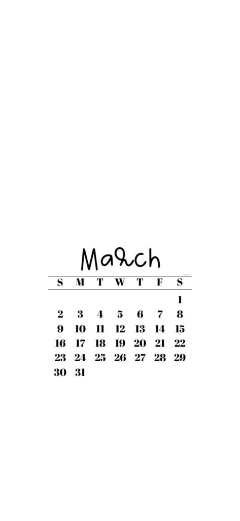 13. Cute Minimalist SaturdayGift March 2025 Calendar Wallpaper