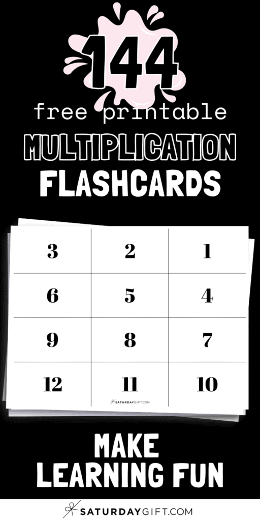 144 Free Printable Multiplication Flashcards - Make Learning Fun | SaturdayGift