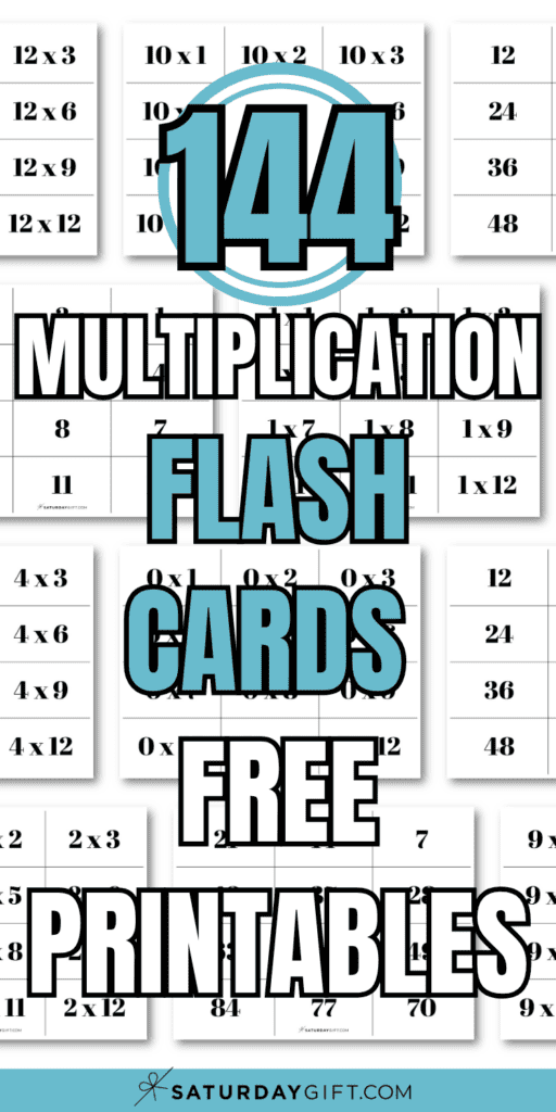 144 Multiplication Flash Cards Free Printables | SaturdayGift