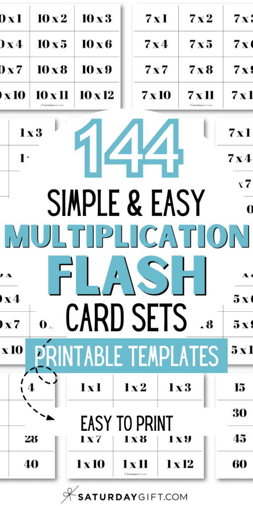 144 Simple & Easy Multiplication Flash Card Sets Printable Templates - Easy to Print | SaturdayGift