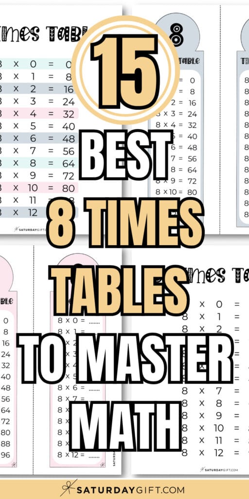 15 Best 8 Times Tables to Master Math | SaturdayGift