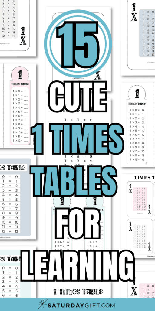 15 Cute 1 Times Tables for Learning | SaturdayGift