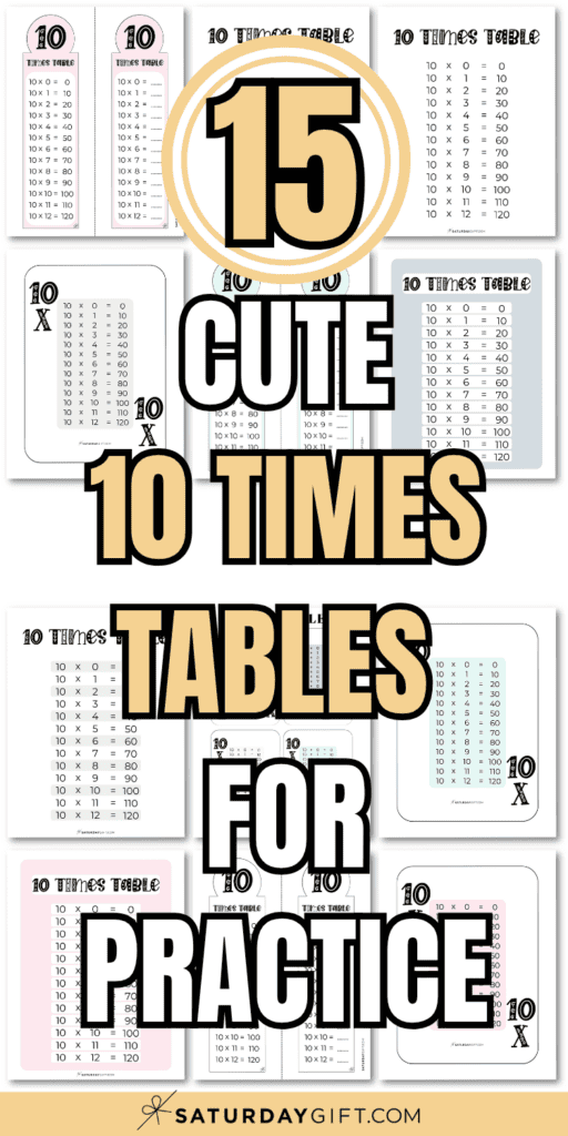 15 Cute 10 Times Tables for Practice | SaturdayGift