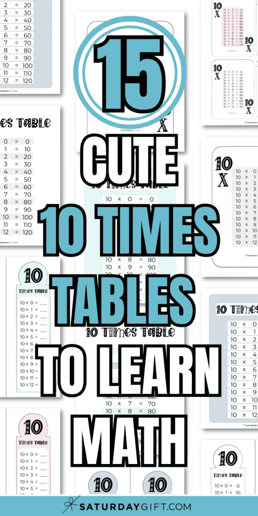 15 Cute 10 Times Tables to Learn Math | SaturdayGift