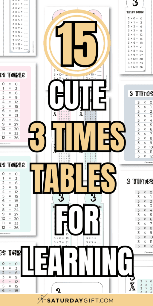 15 Cute 3 Times Tables for Learning | SaturdayGift