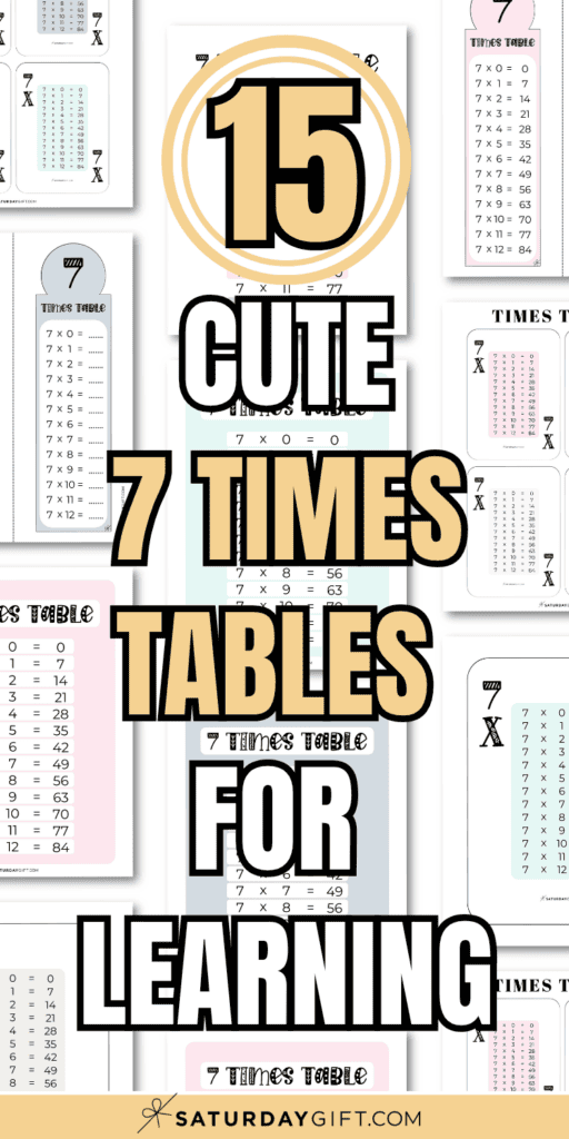 15 Cute 7 Times Tables for Learning | SaturdayGift