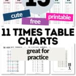 15 Cute & Free 11 Times Table Charts - Great for Practice | SaturdayGift