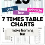 15 Cute & Free 7 Times Table Charts - Make Learning Fun | SaturdayGift