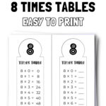 15 Cute Printable 8 Times Tables - Easy to Print | SaturdayGift