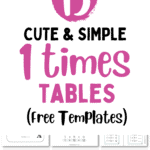 15 Cute & Simple 1 Times Tables - Free Templates | SaturdayGift