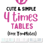 15 Cute & Simple 4 Times Tables.- Free Templates | SaturdayGiftpng