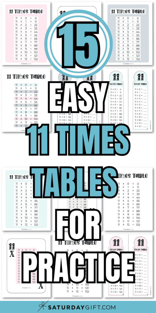 15 Easy 11 Times Tables for Practice | SaturdayGift