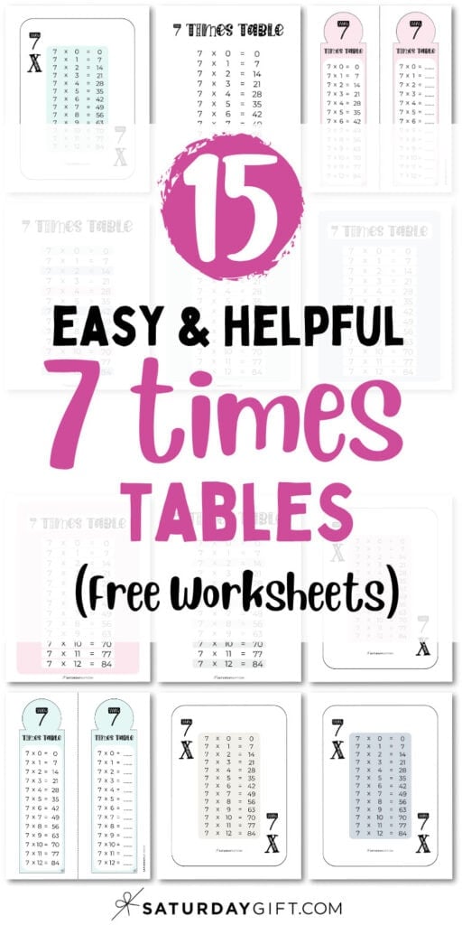 15 Easy & Helpful 7 Times Tables - Free Worksheets | SaturdayGift